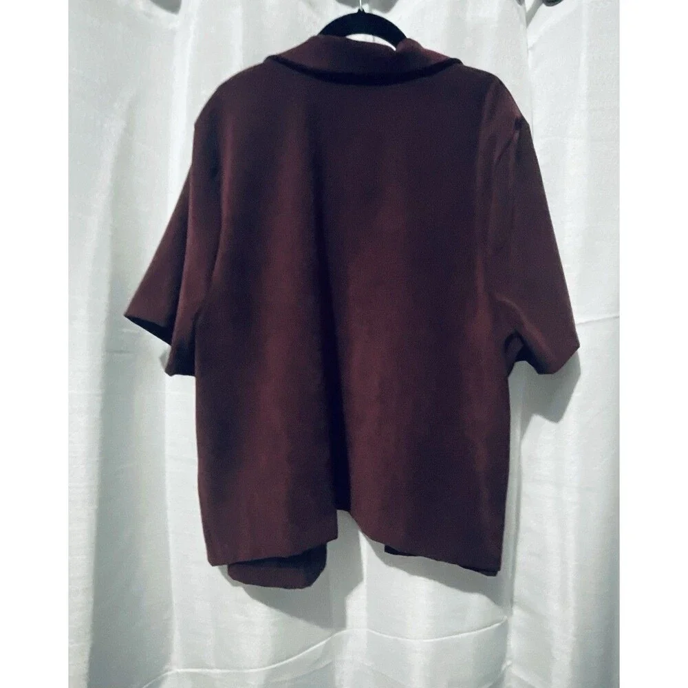 Los Angeles Short  sleeve open-front  loose blazer Womens Top sz XL Burgandy